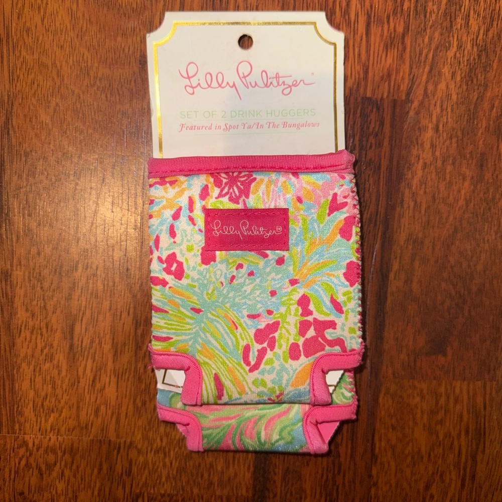Lilly Pulitzer Floral Drink Huggers/Koozies - Pink and Green